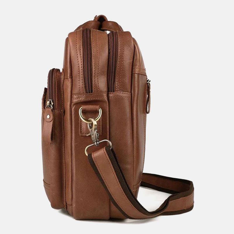 Stöldskyddshandväska För Män Med Dubbla Lager Fickor Retro Multi-pocket 13.3 Tums Bärbar Datorväska Crossbody Axelväskor