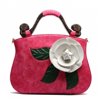 Vintage Mode Pu-läderrosa Dekorativ Handväska Crossbody-väska För Kvinnor