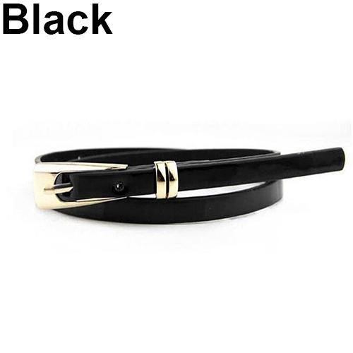 Dammode Candy Färg Faux Läder Spänne Skinny Bälte Tunt Midjeband Sash