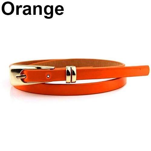 Dammode Candy Färg Faux Läder Spänne Skinny Bälte Tunt Midjeband Sash