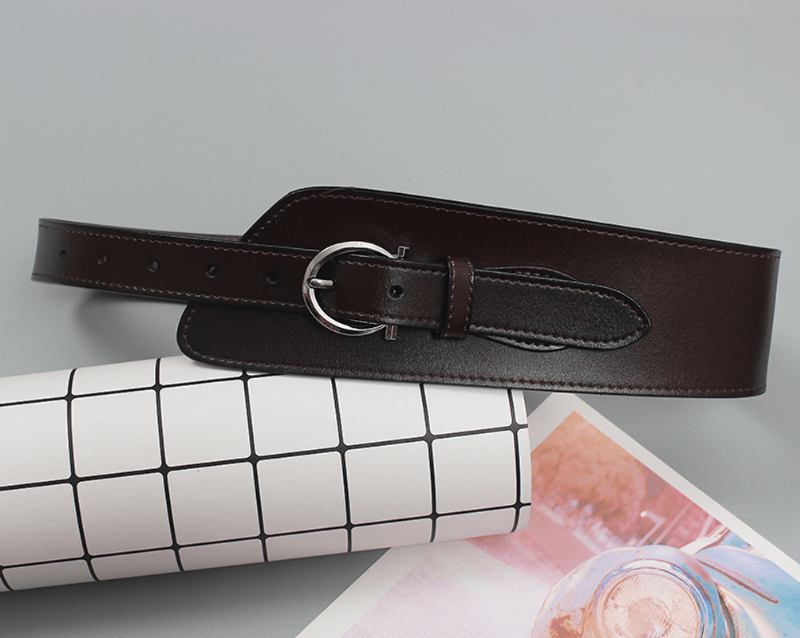 Enkel Retro Brun Lädergördel För Kvinnor