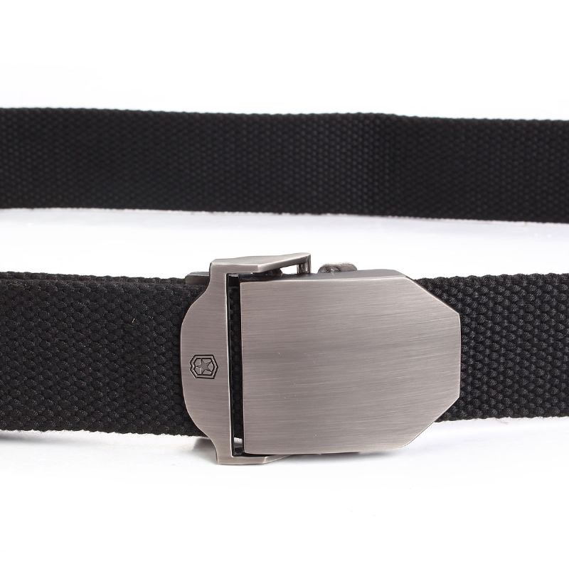 Herr Canvas Military Style Bälte Utomhus Fritid Justerbart Slider Spänne Weave Web Midjeband