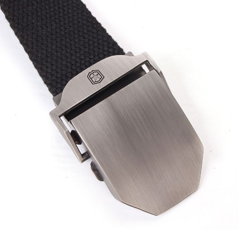Herr Canvas Military Style Bälte Utomhus Fritid Justerbart Slider Spänne Weave Web Midjeband