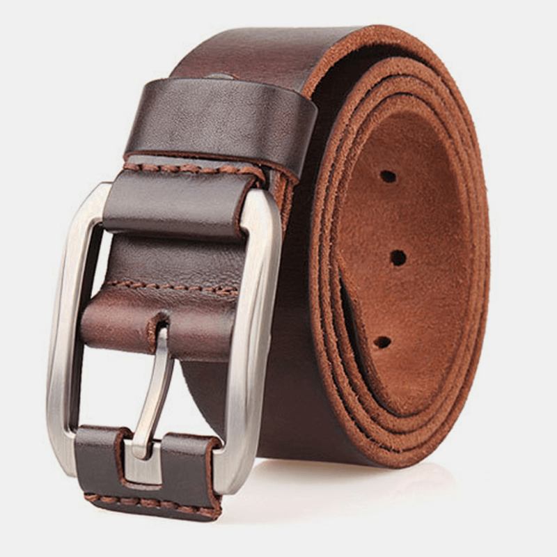 Herrbälte I Äkta Läder Casual Midjeband Midjerem Pin Retro-bälte