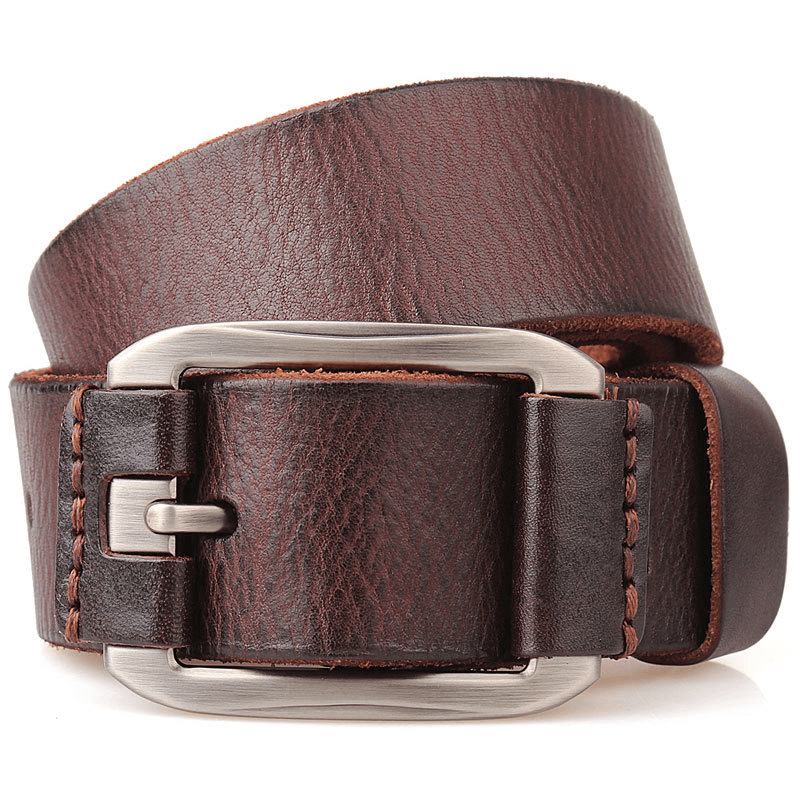 Herrbälte I Äkta Läder Casual Midjeband Midjerem Pin Retro-bälte