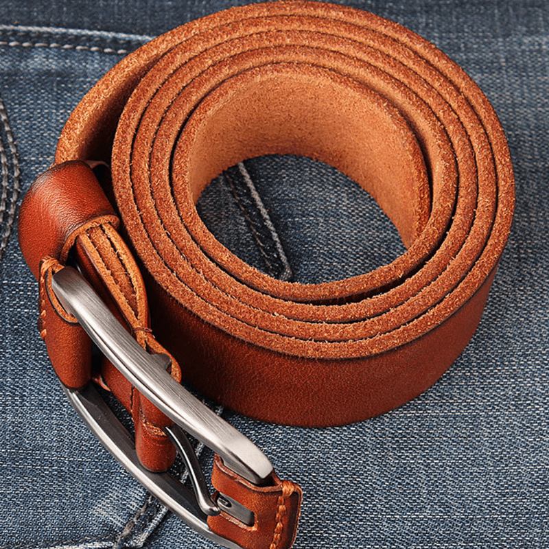 Herrbälte I Äkta Läder Casual Midjeband Midjerem Pin Retro-bälte