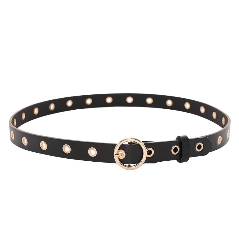 Hollow Eyelet Bälte Dammode Rund Spänne Dekoration