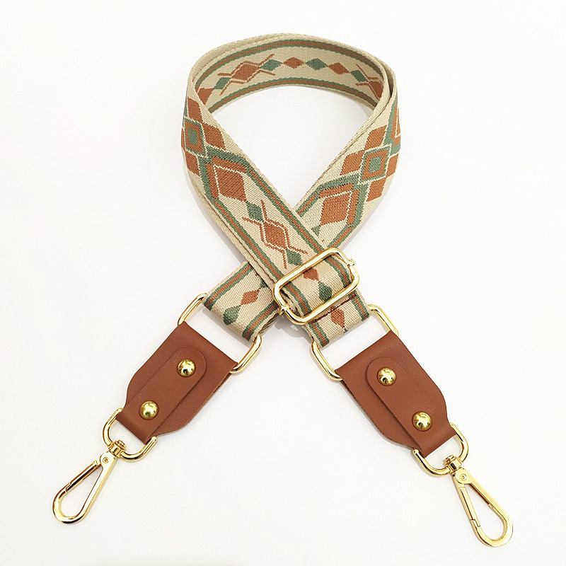 Justerbar Jacquard Webbing Med Läderbredd Tillbehör Shoulder Messenger Damväska Rem