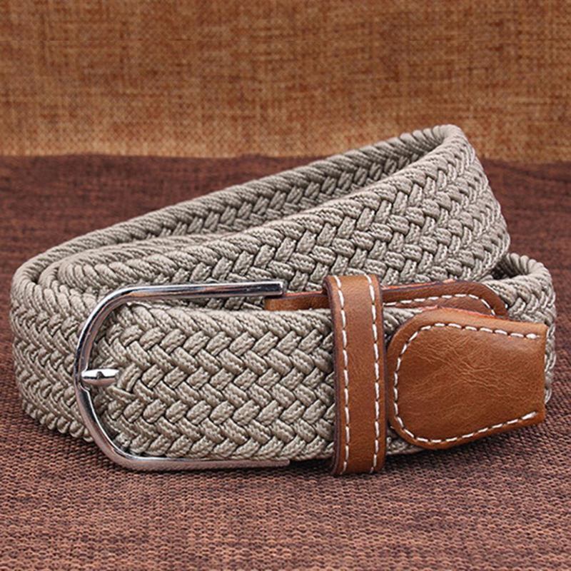 Män Kvinnor Mode Flätad Elastisk Stretch Metal Spänne Bältesrem Midjeband
