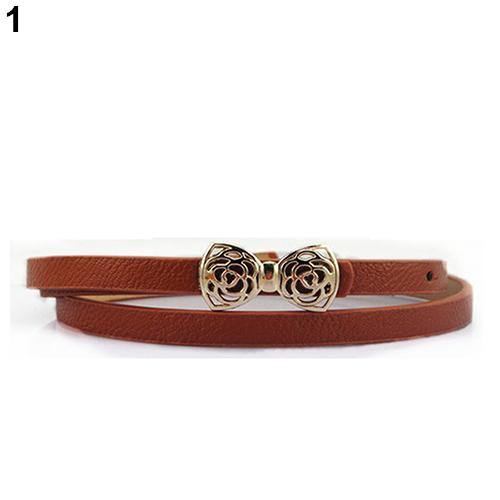 Mode Dam Konstläder Tunt Smal Bowknot Midjebälte Midjeband