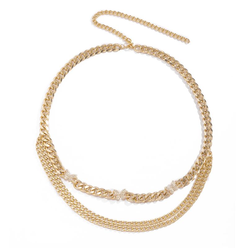 Sexig Multi-layer Chain Geometrisk Body Chain Liten Butterfly Midjekedja