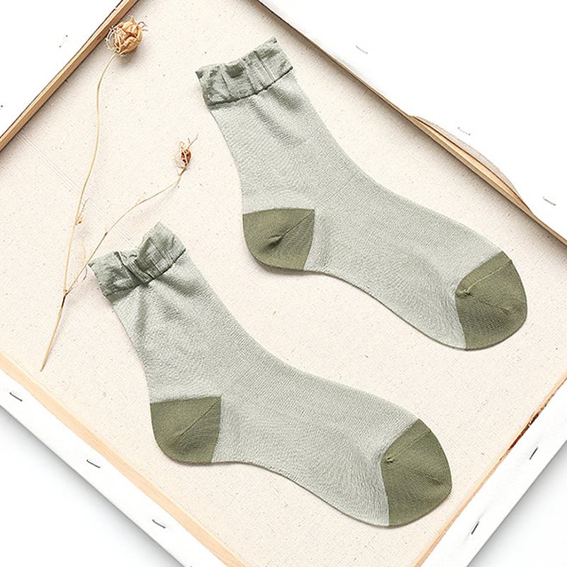 Kvinnor Tjej Sommar Kristallglas Silke Tunna Andningsstrumpor
