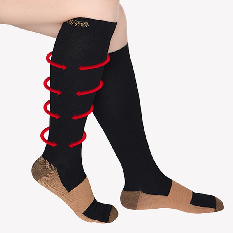 Unisex Elastic Sports Andningsbara Kompressionsstrumpor Utomhuslöpning Tryckslangstrumpor Ankelstöd