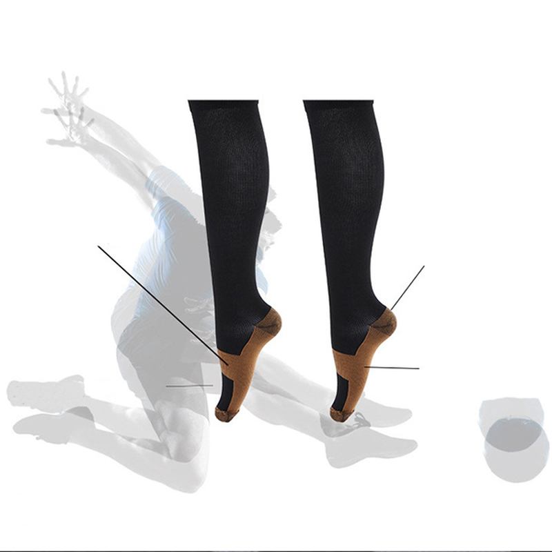 Unisex Elastic Sports Andningsbara Kompressionsstrumpor Utomhuslöpning Tryckslangstrumpor Ankelstöd