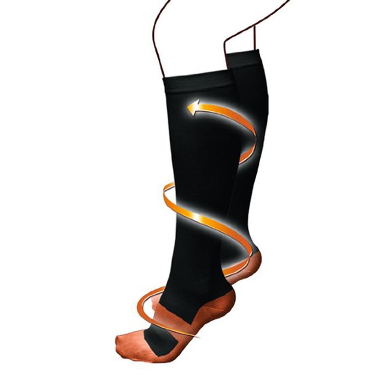Unisex Elastic Sports Andningsbara Kompressionsstrumpor Utomhuslöpning Tryckslangstrumpor Ankelstöd