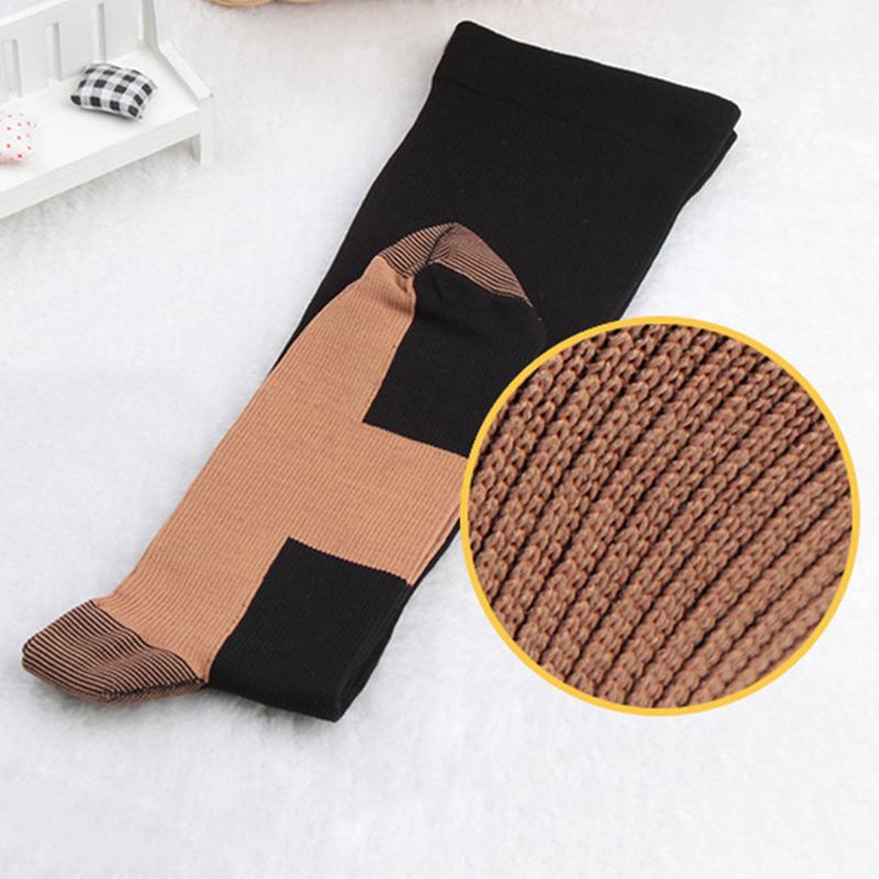 Unisex Elastic Sports Andningsbara Kompressionsstrumpor Utomhuslöpning Tryckslangstrumpor Ankelstöd
