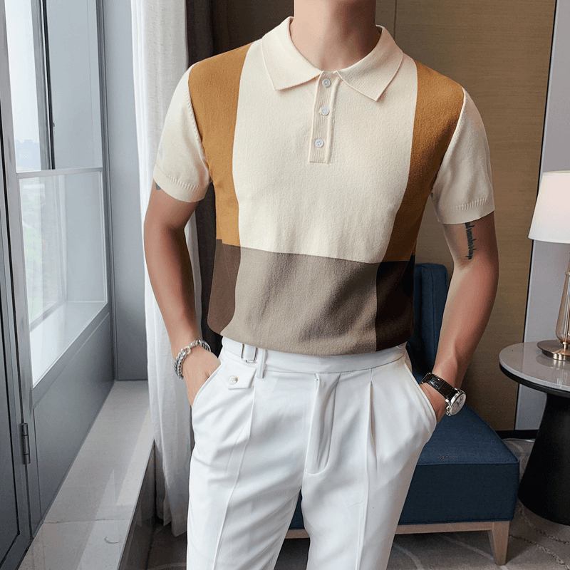 Brittisk Pikétröja För Män Trendig Slim Ice Silk T-shirt