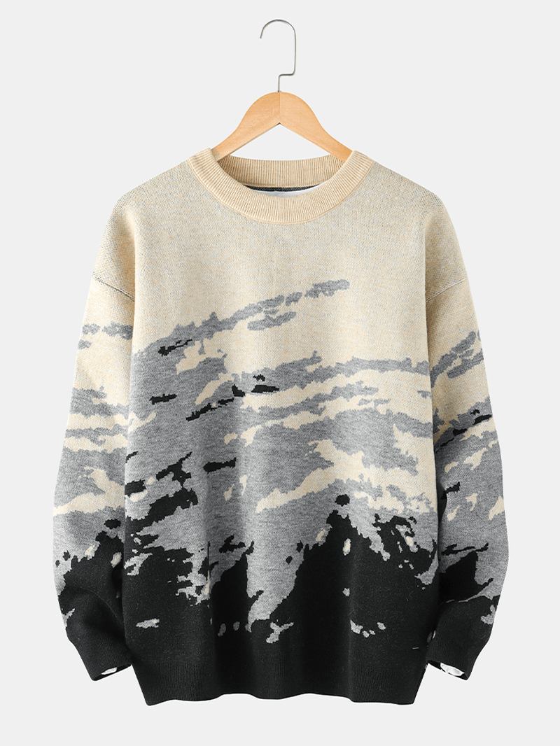 Herr Ribbstickat Mönster Drop Shoulder Casual Pullover Tröjor