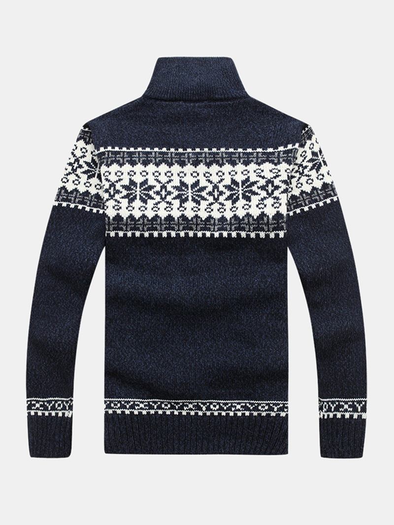 Herr Tribal Med Tryck Långärmad Vintage Långärmad Stickad Tröjajacka