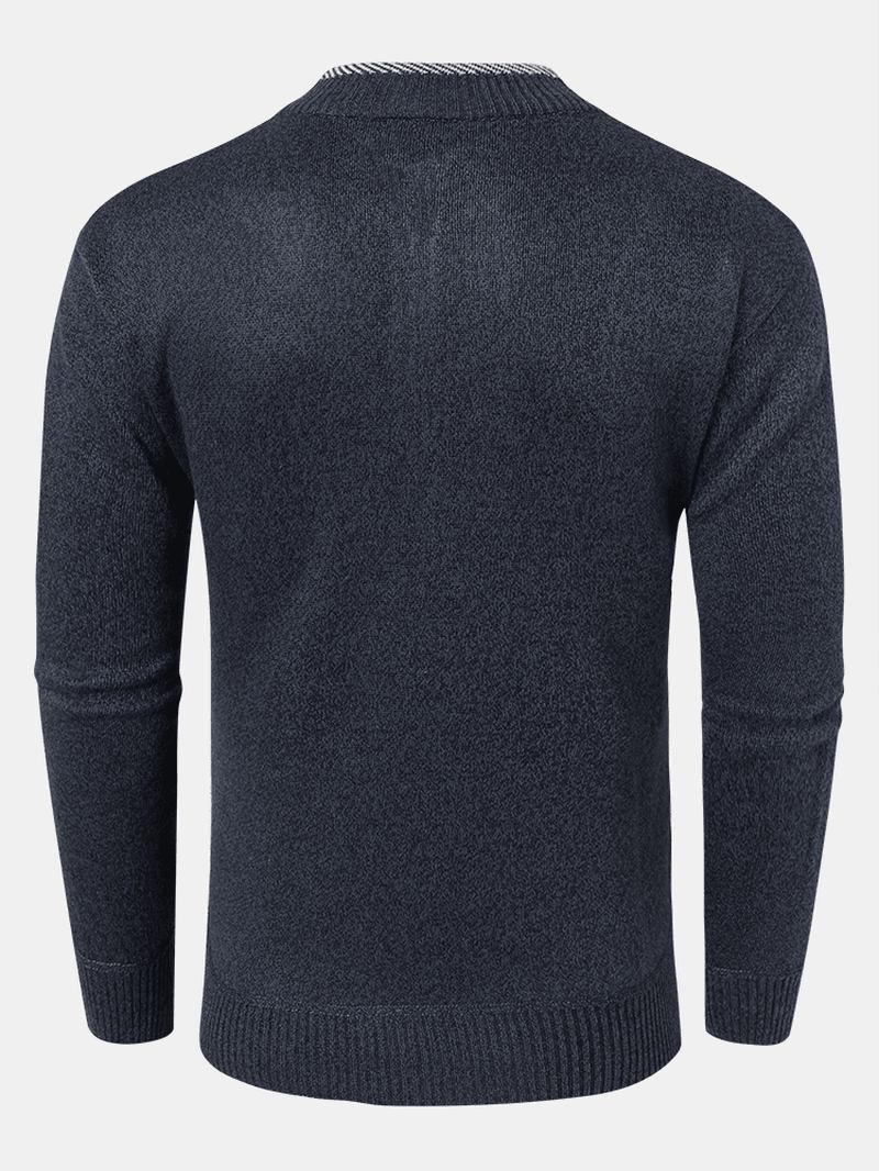 Herrapplikationer Halvdragkedja Fram Pullover Stickade Tröjor