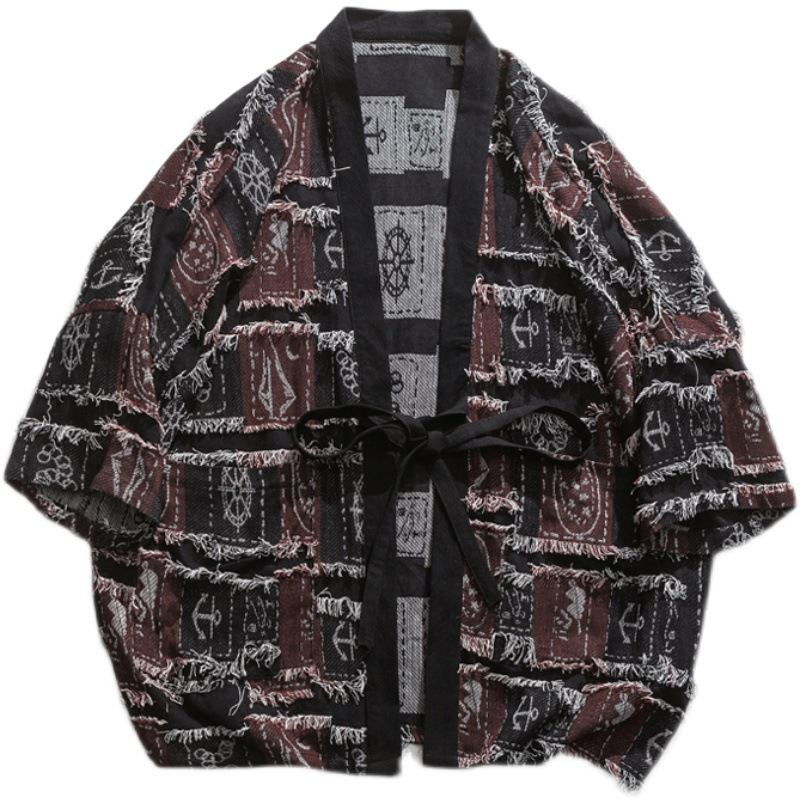 Kinesisk Stil Herrkofta Stickad Retro Modetopp