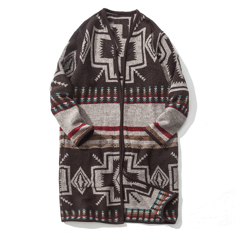 Män Medellånga Etniska Tryckmönster Chic Cardigans Kappor