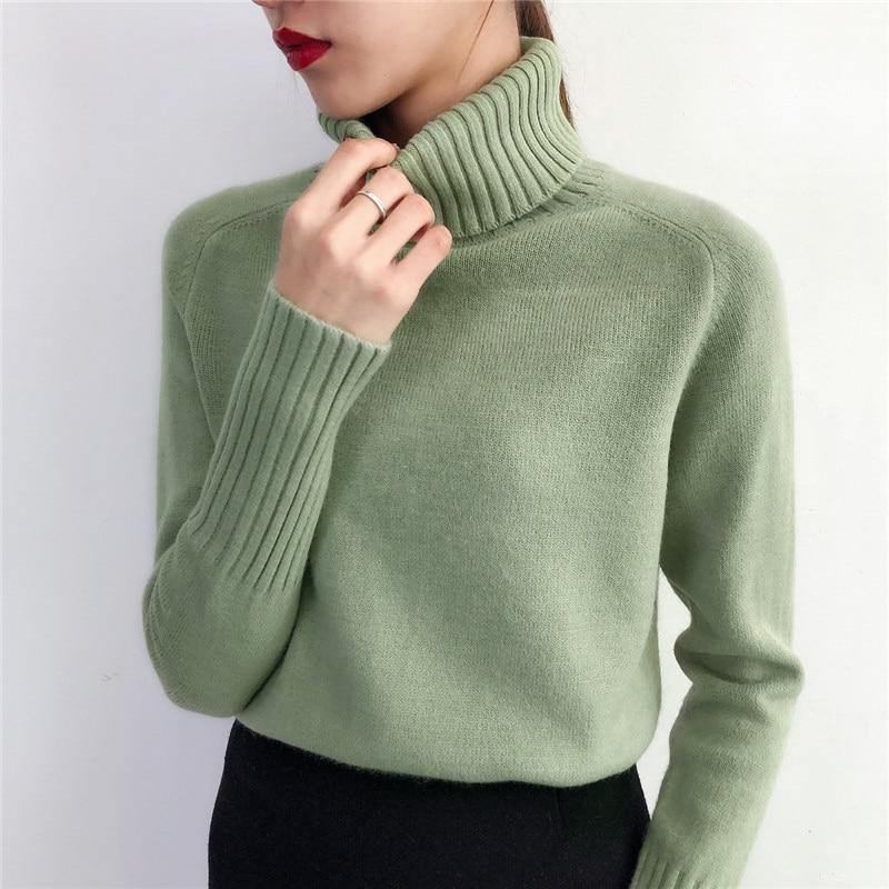 Surmiitro Stickad Tröja Dam 2023 Höst Vinter Koreansk Kashmir Turtleneck Långärmad Tröja Dam Jumper Stickat