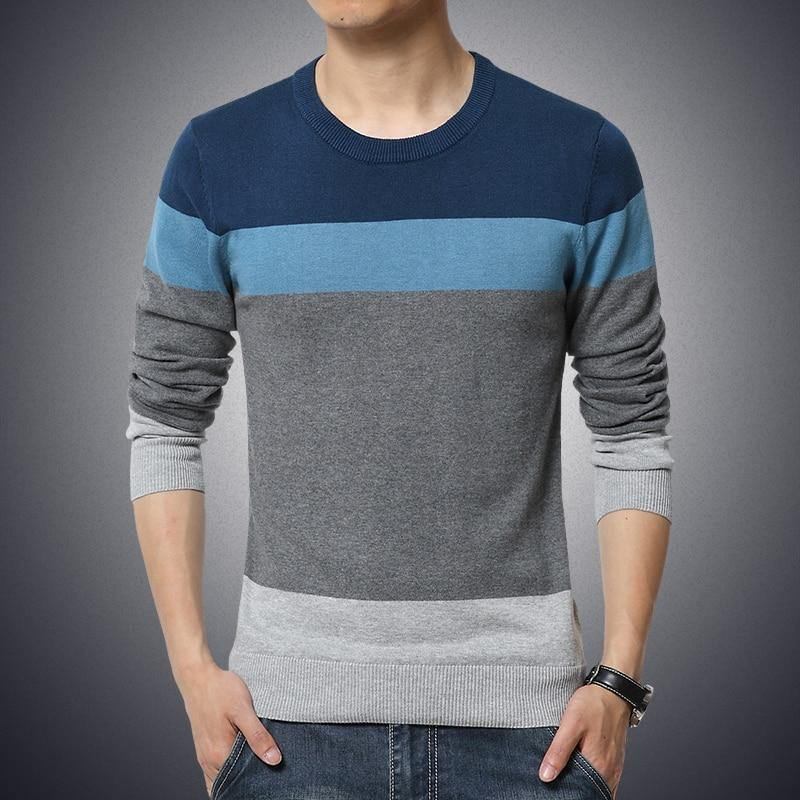 Sweat Casual Pullover Herr Höst Rund Hals Patchwork Stickade Märke Manliga Tröjor