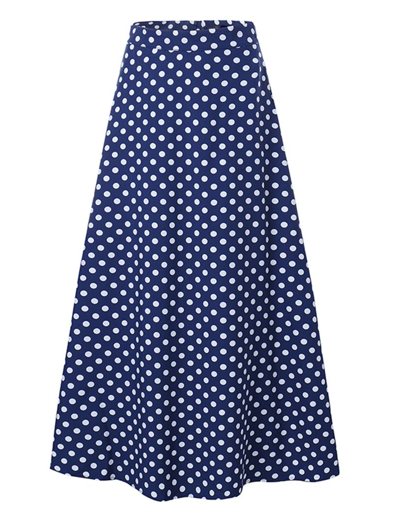 Kvinnor Polka Dot Med Tryck Loose Big Swing Sidofickor Casual Lång Kjol