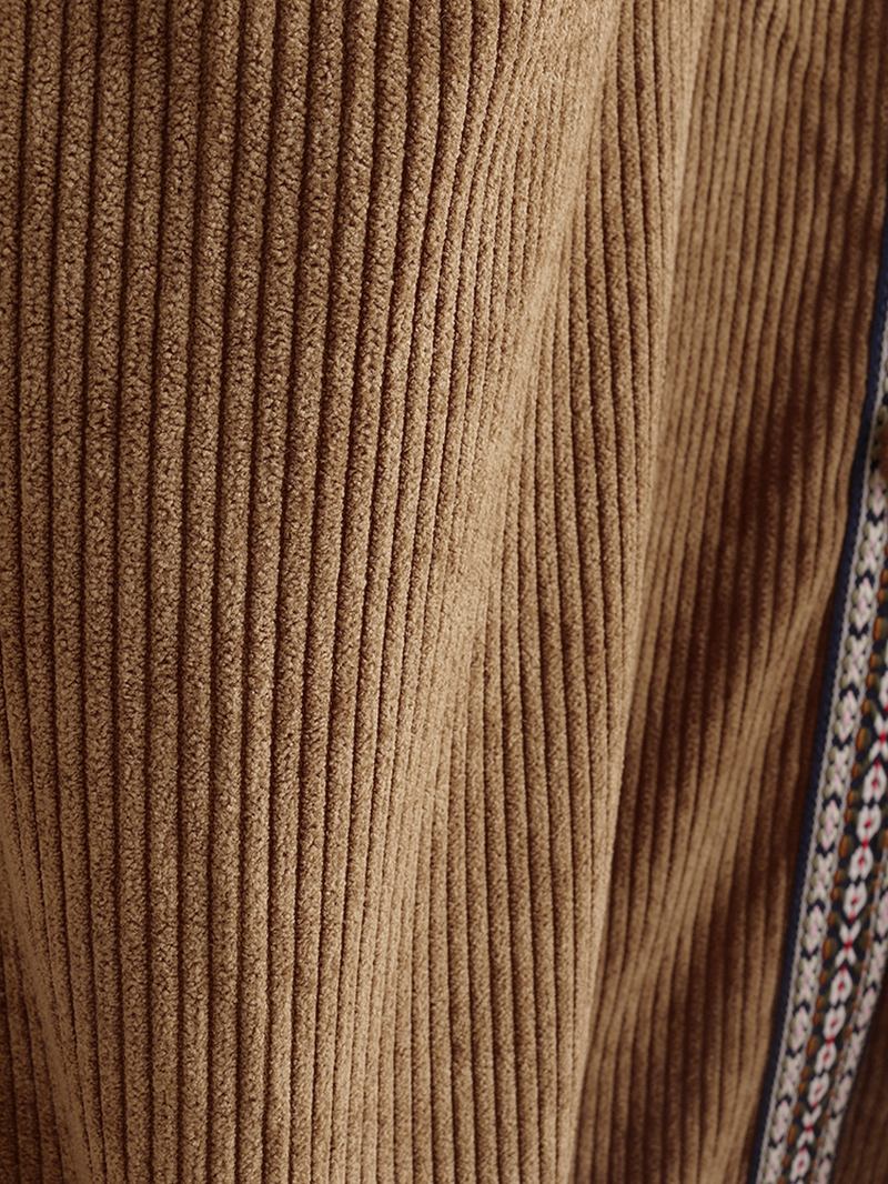 Etniskt Tryck Patchfickor Hooded Corduroy Kappor