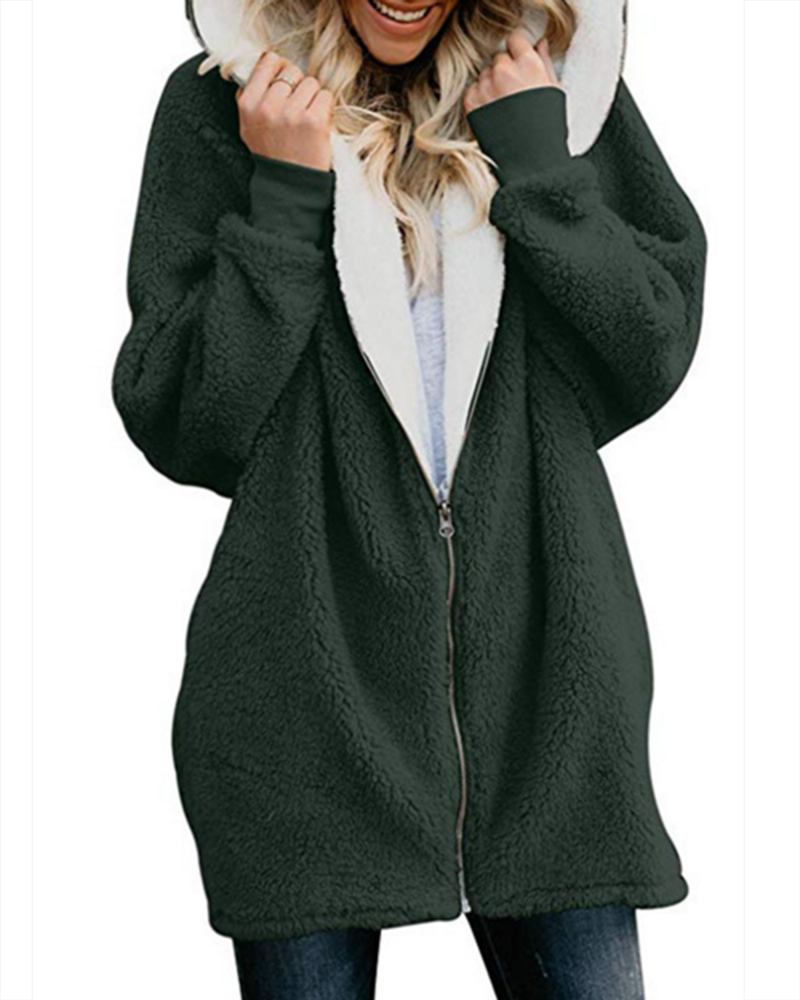 Kvinnor Enfärgad Långärmad Dragkedja Casual Coats Jacka