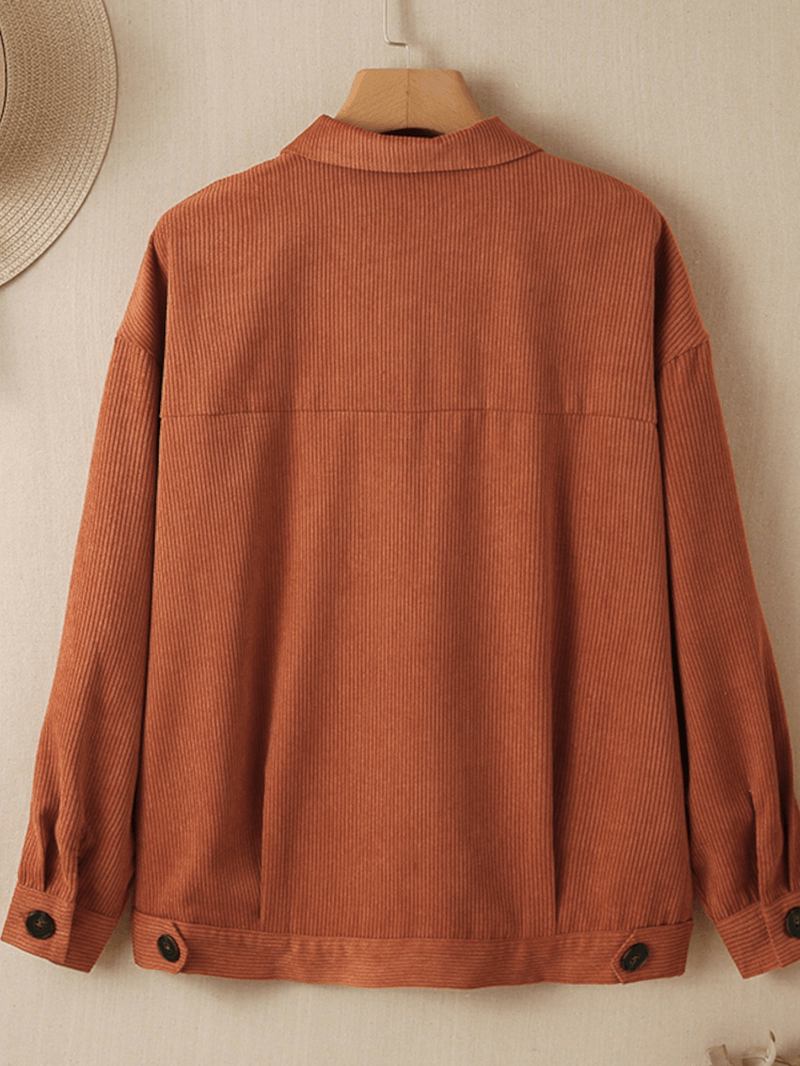 Kvinnor Enfärgad Pocket Button Enfärgad Långärmad Casual Jackor