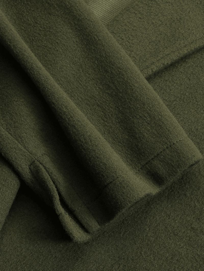 Kvinnor Ren Färg Lapel Långärmad Longline Button Casual Snygg Kappa