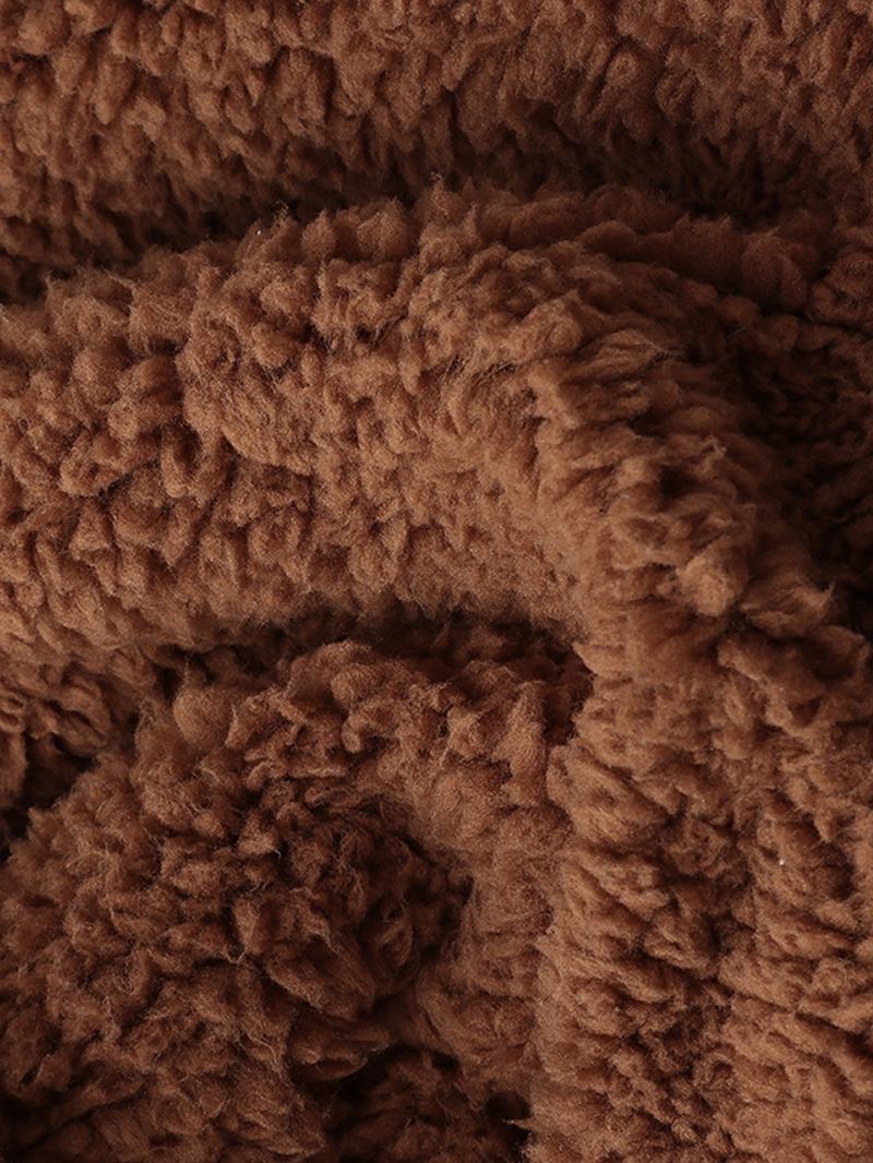 Kvinnor Vinter Tjock Fleece Lapel Mellanlängd Enfärgad Varm Casual Coat
