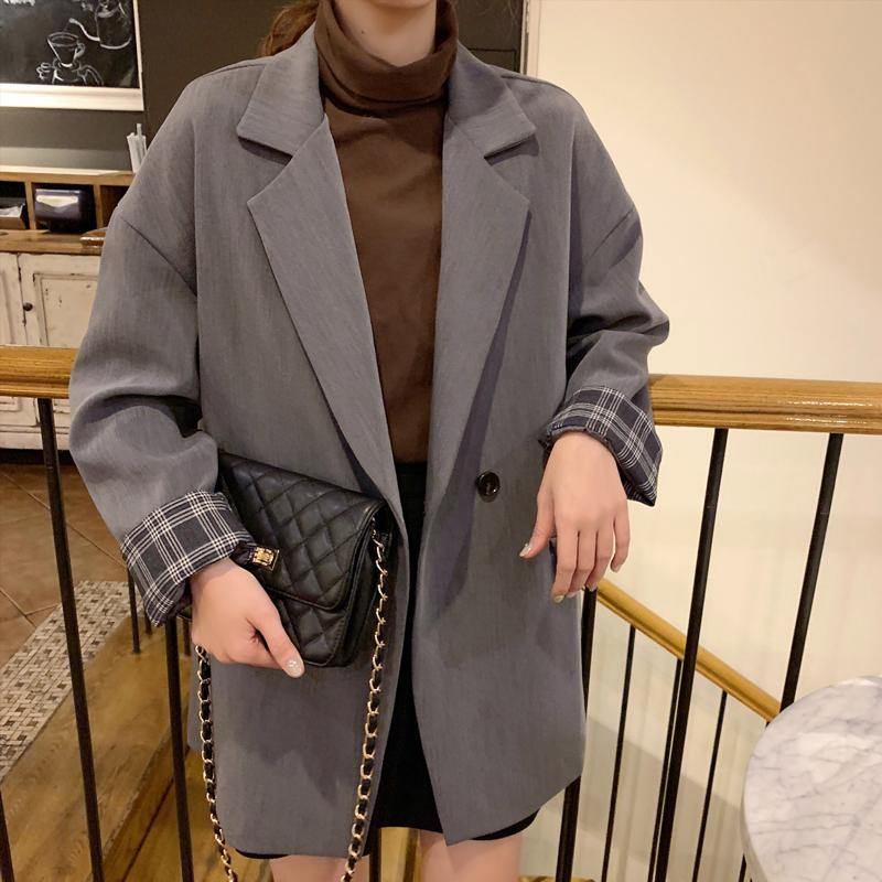 Modekläder Chic Casual Preppy Långärmad Blazer Grå Successactive