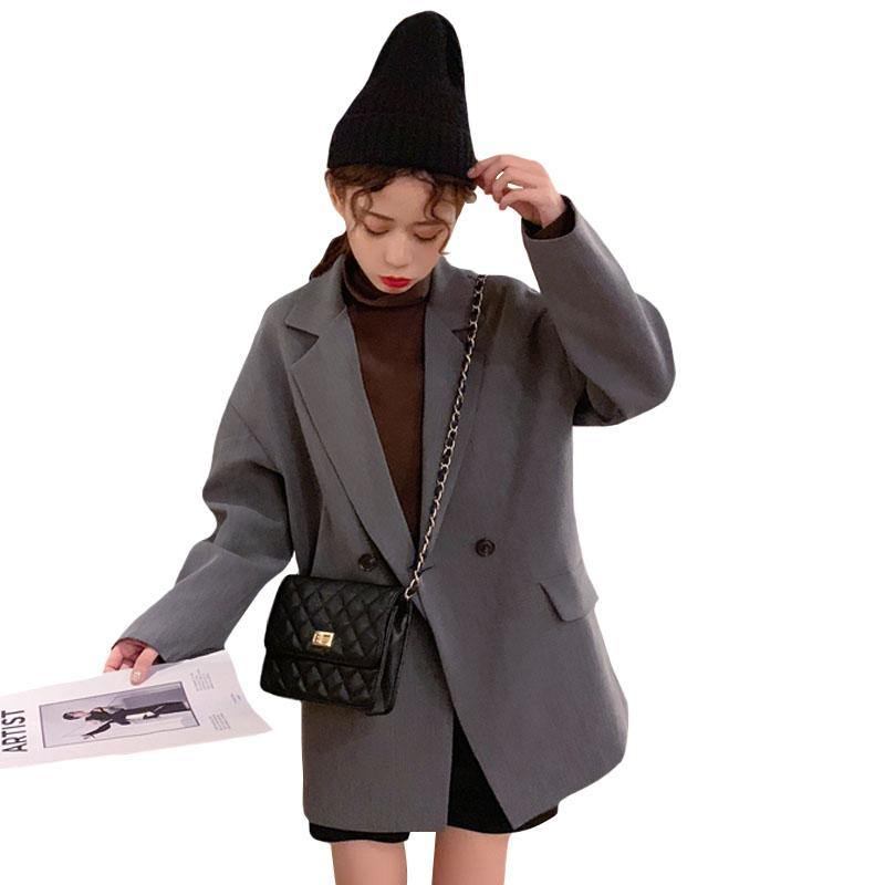 Modekläder Chic Casual Preppy Långärmad Blazer Grå Successactive