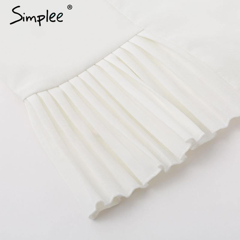 Simplee Elegant Volang Dubbelknäppt Damklänning Office Casual Blazer Vit Klänning Höstvinter Smal Kostym Damklänningar