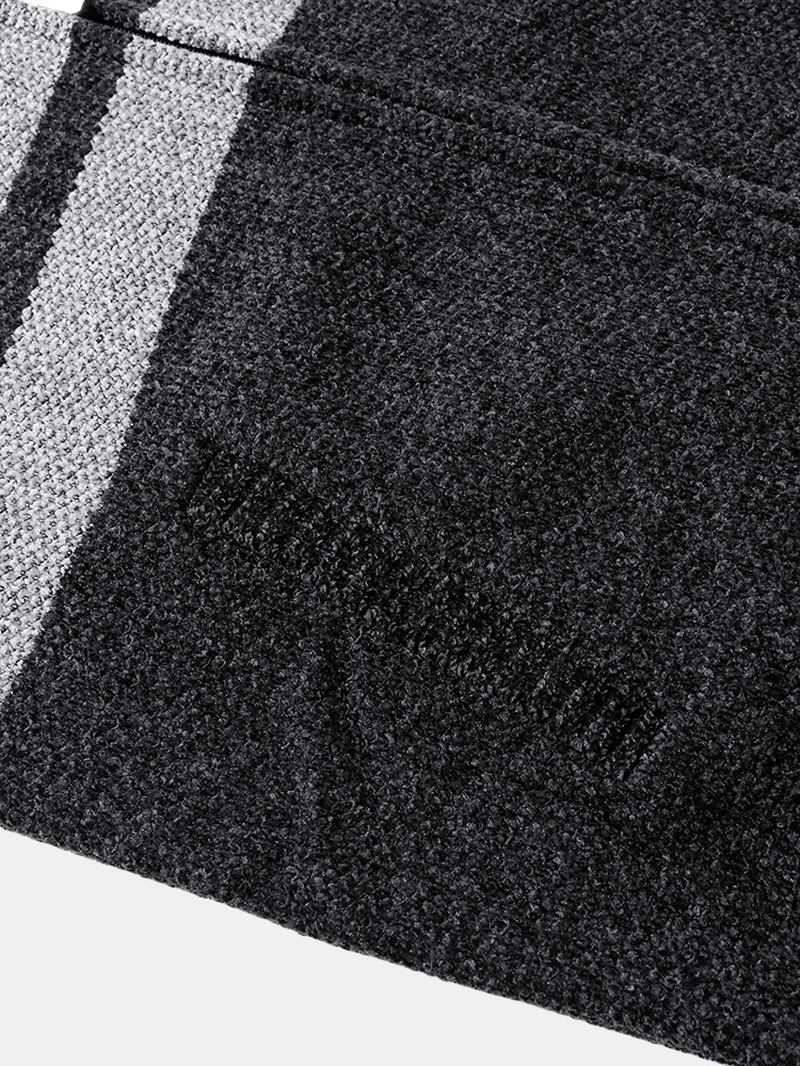 Herr Colorblock Stickad Zipper Warm Hood Sweater Cardigans