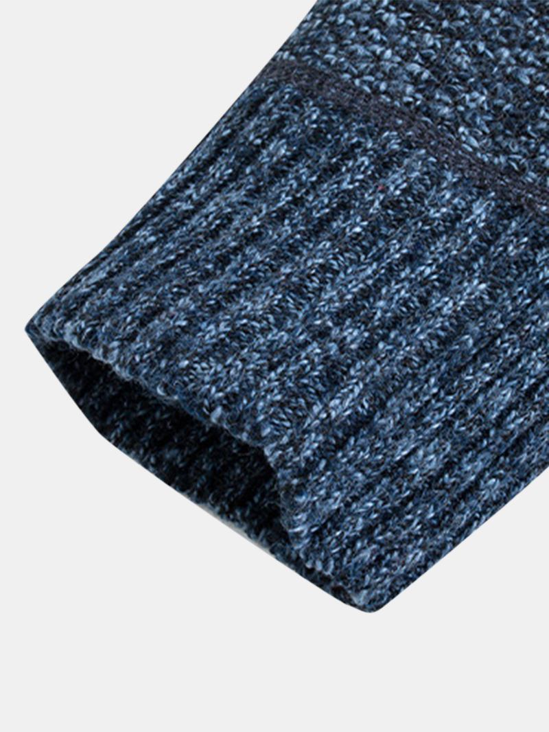 Herr Färg Block Patchwork Ribstickad Dragkedja Fram Bomullskoftor Med Ficka