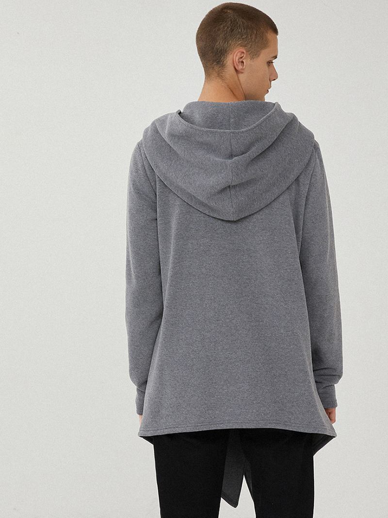 Herr Hooded Zipper Pocket Symmetry Hem Mörkgrå Cardigans