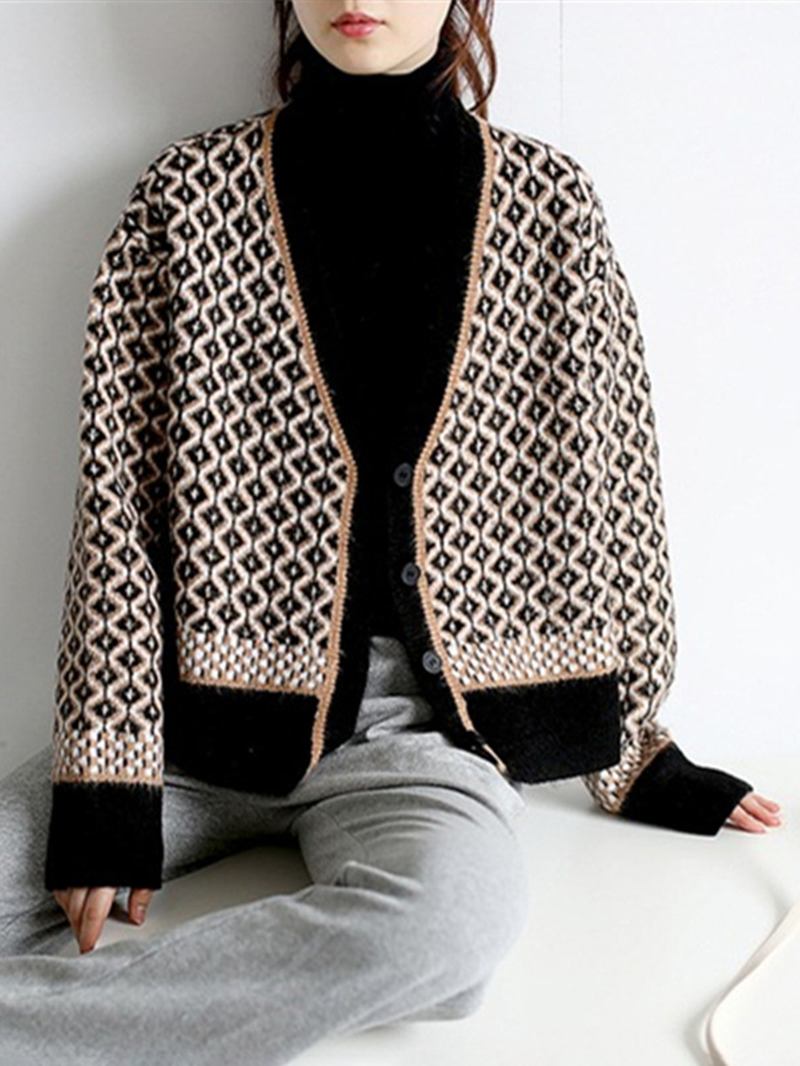 Kvinnor Aryclic Stickad Button Down Up Retro Cardigan