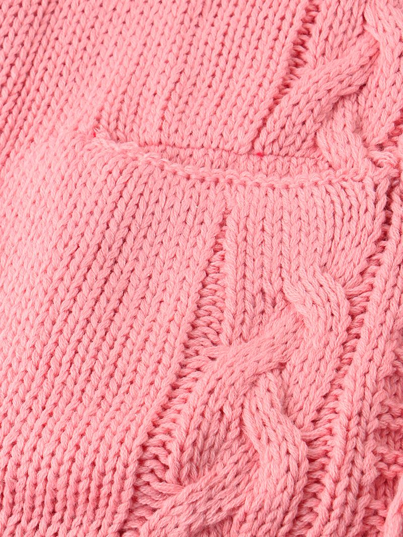 Kvinnor Enfärgad Jacquardstickad Mellanlång Huvakofta Med Ficka