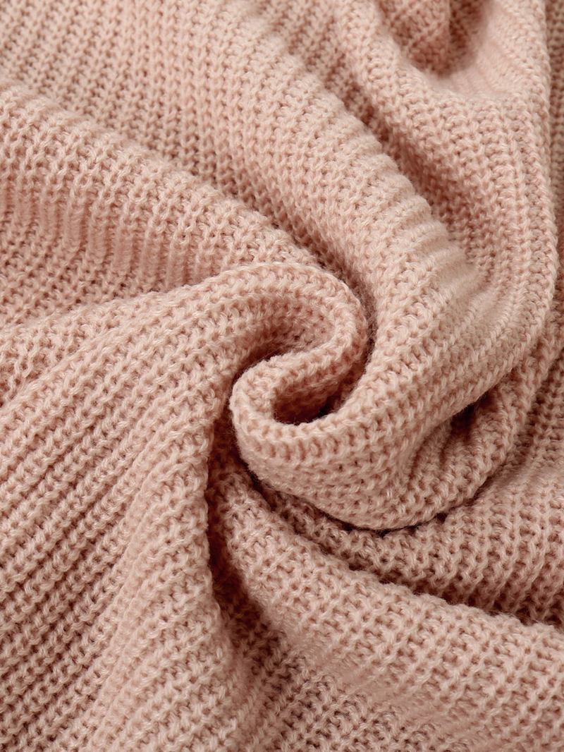 Kvinnor Solid Enkel Mild Rosa Oregelbunden Fåll Daily Wear Stickad Cardigan