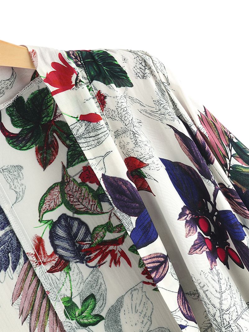 Kvinnor Sommar Blommönster Lös Långärmad Oregelbunden Fåll Cardigans