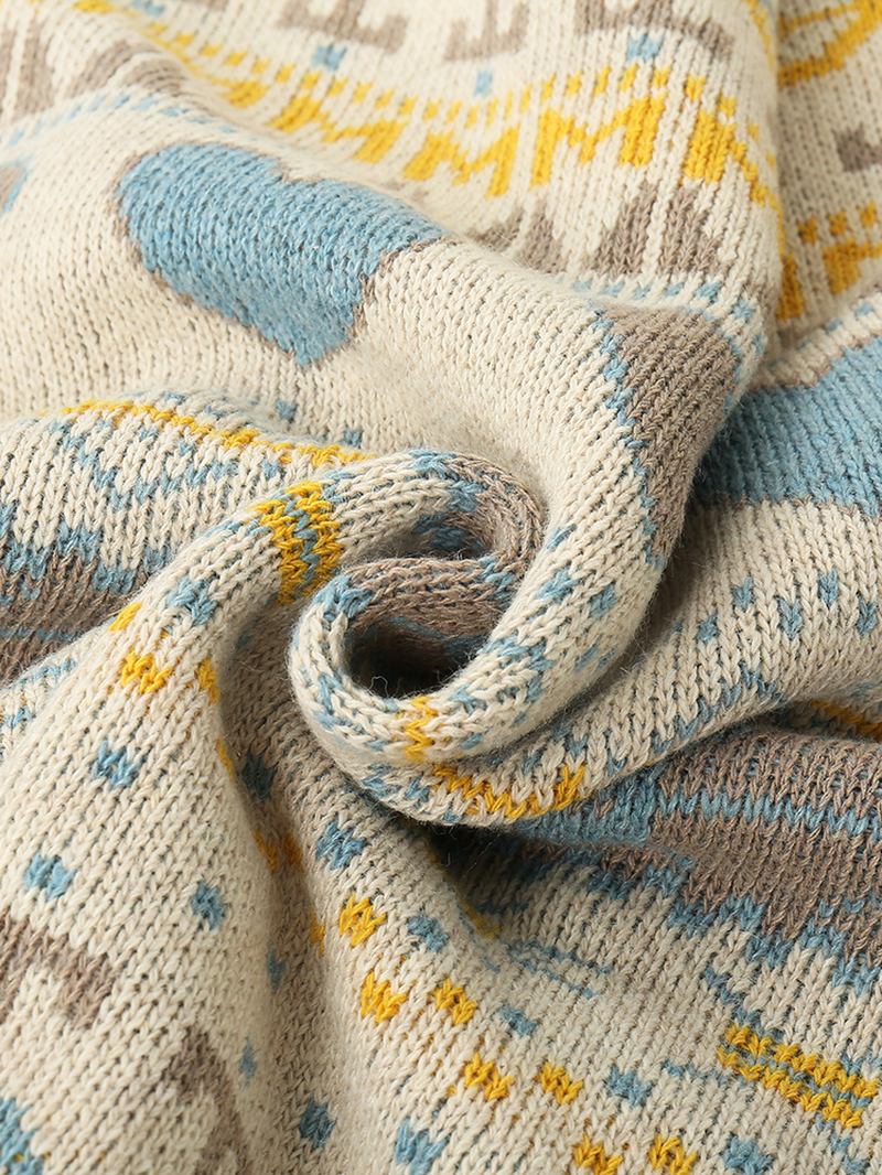 Kvinnor Vintage Full Med Tryck Mönster Långärmad Cardigan Med Ficka