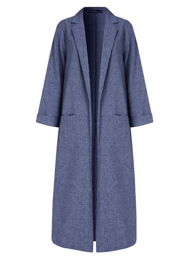 Kvinnors Huvuden Vävd Solid Casual Elegant Kofta Med Lapelkrage Med Ficka