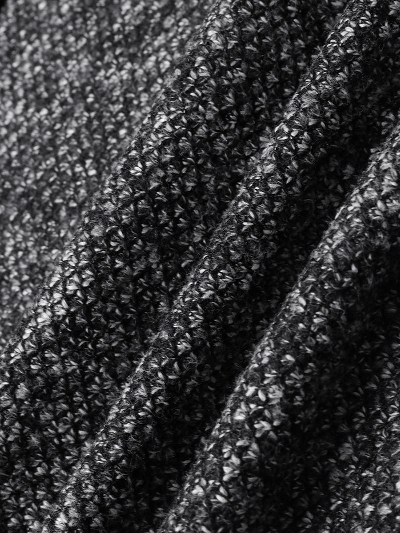 Män Patchwork Zip Front Stickad Patchad Ärm Varma Cardigans