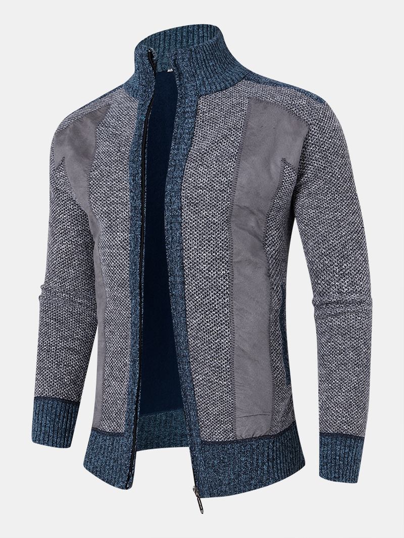 Män Stickad Stickad Dragkedja Stand Krage Casual Cardigans