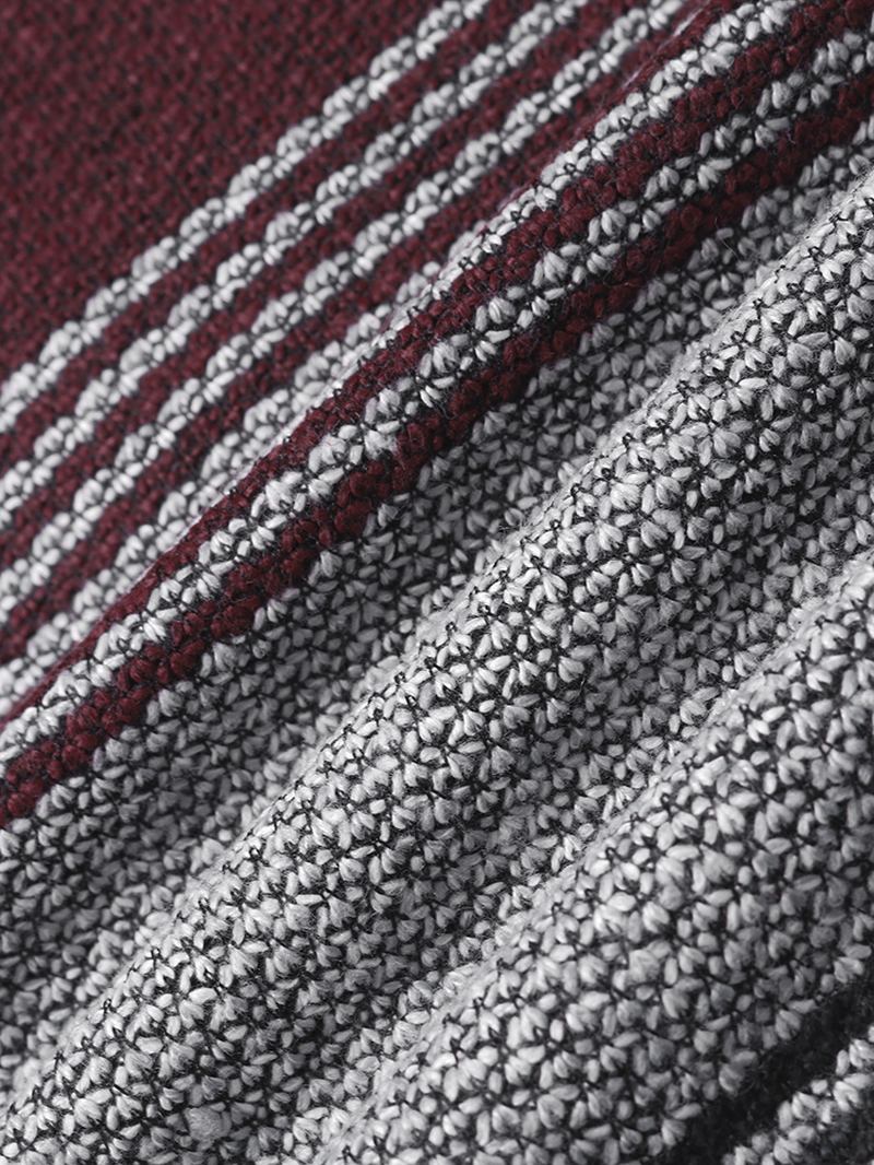 Stripe Colorblock Stickade Fleecefodrade Varma Huvkoftor För Män Med Ficka