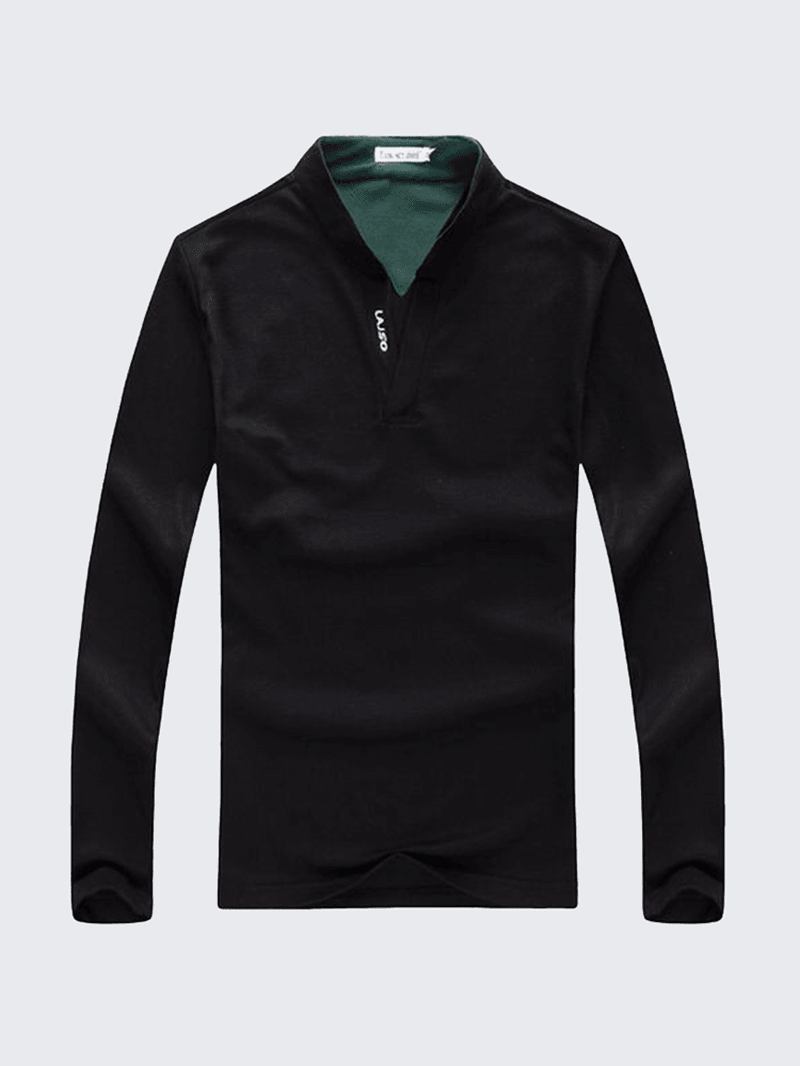 6 Färger Herr Sport Enfärgad Långärmad Golftröja Casual Stand Collar Toppar
